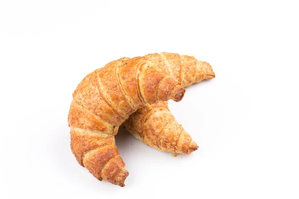 Frisches Und Schmackhaftes Croissant Auf Weißem Hintergrund — Stockfoto