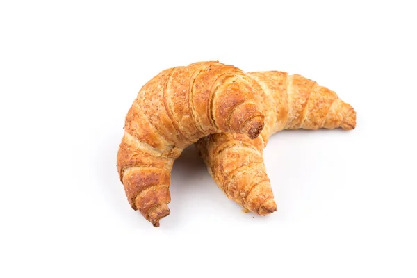 Frisches Und Schmackhaftes Croissant Auf Weißem Hintergrund — Stockfoto