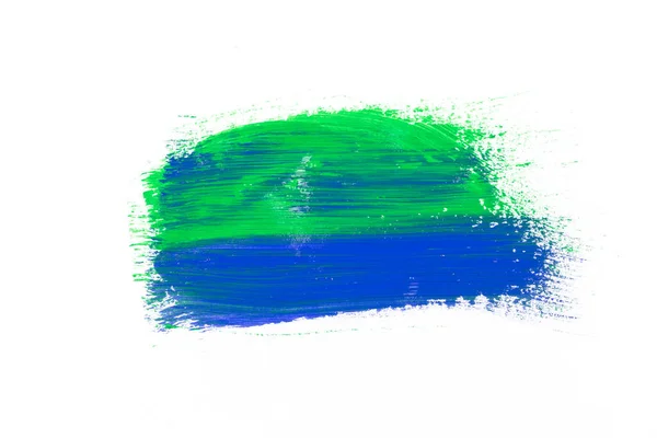 Coup Pinceau Vert Bleu Sur Papier Blanc — Photo