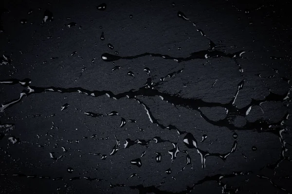 Water Drops Dark Stone Surface Basalt Granite — Stock Photo, Image