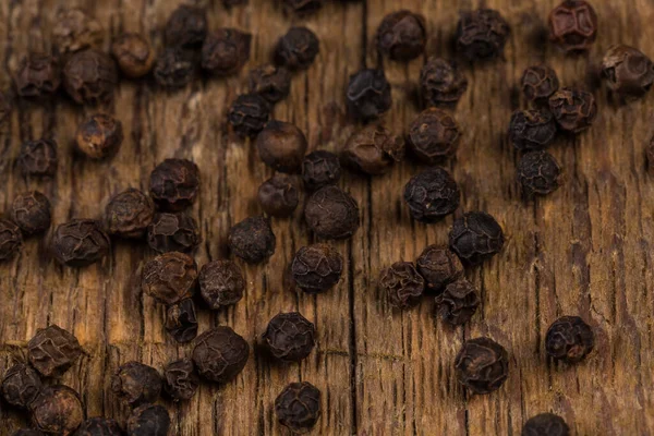 Black Pepper Wood Background Table — Stock Photo, Image