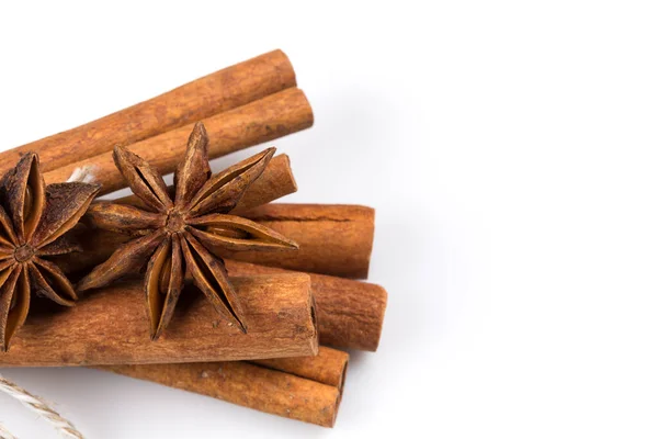 Stars Anise Cinnamon White Background — Stock Photo, Image