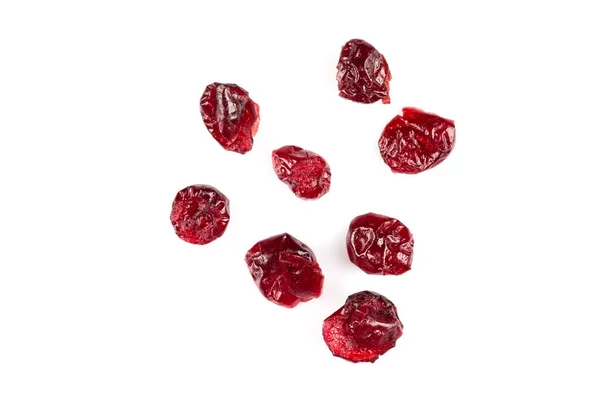 Pedaços Cranberries Secas Isolados Sobre Fundo Branco — Fotografia de Stock