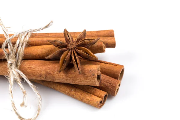 Stars Anise Cinnamon White Background — Stock Photo, Image