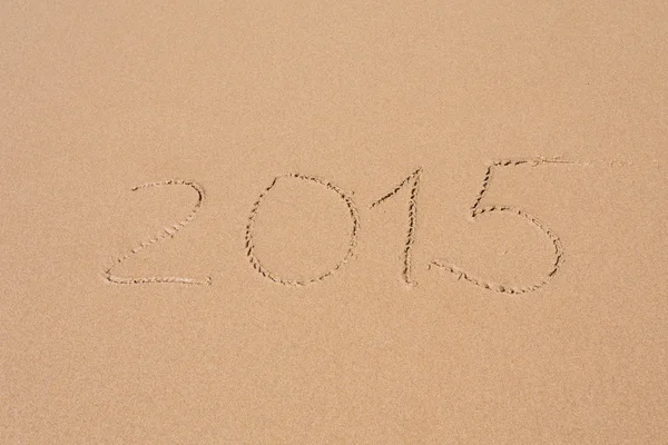2015, číslice čísla na pláži — Stock fotografie
