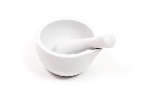 White porcelain mortar and pestle set — Stock Photo, Image
