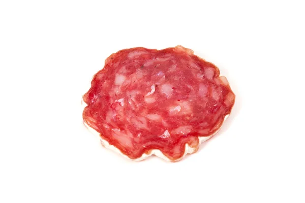 Rote Salami, auf einer weißen — Stockfoto