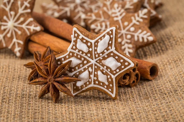 Christmas cookies and spices — Stock Photo, Image