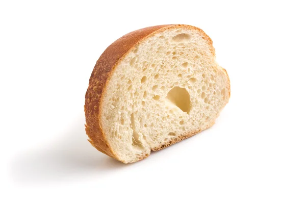 Rebanada de pan aislada en blanco — Foto de Stock