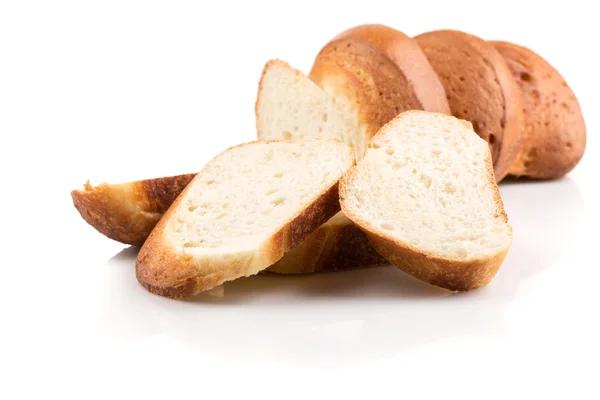 面包切片上白色隔离 — 图库照片