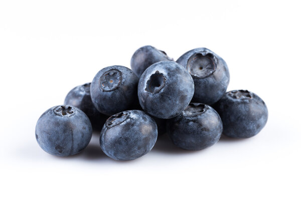 Blueberries on white background