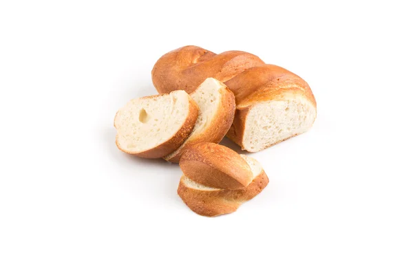 Chleb kromka na białym tle — Zdjęcie stockowe