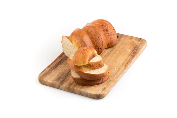 木菜板上切片面包 — 图库照片