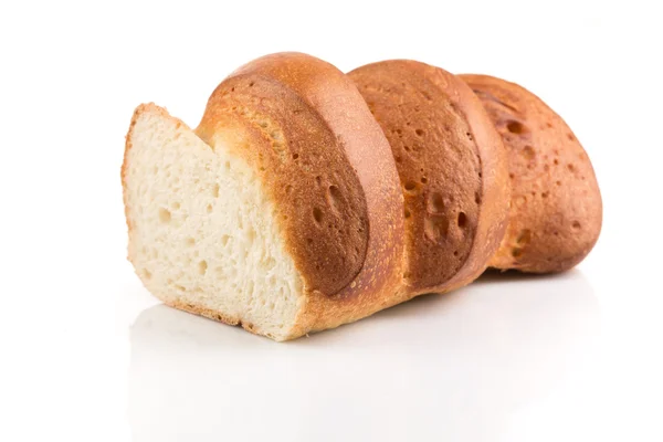 Fatia de pão isolada em branco — Fotografia de Stock