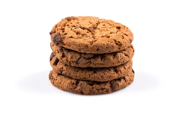 Chocoladeschilferkoekjes geïsoleerd op wit — Stockfoto