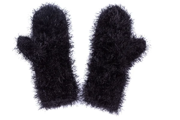 Black mittens on white — Stock Photo, Image