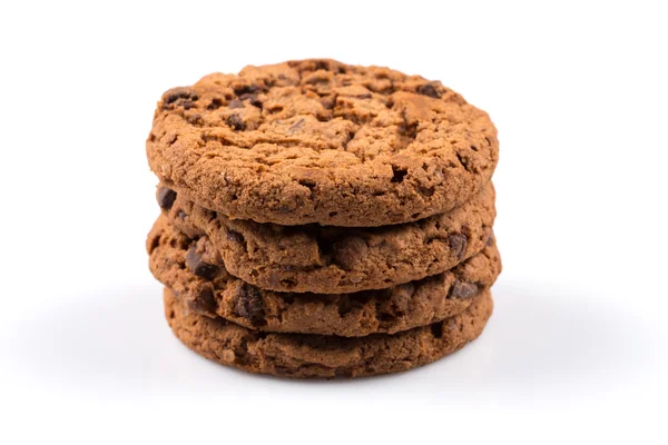 Chocoladeschilferkoekjes geïsoleerd op wit — Stockfoto