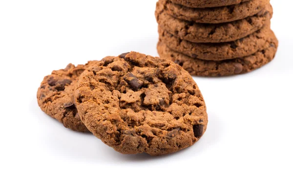 Chocolate chip cookies isolated on white — Stock Photo, Image