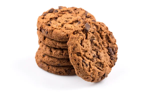 Chocoladeschilferkoekjes geïsoleerd op wit — Stockfoto