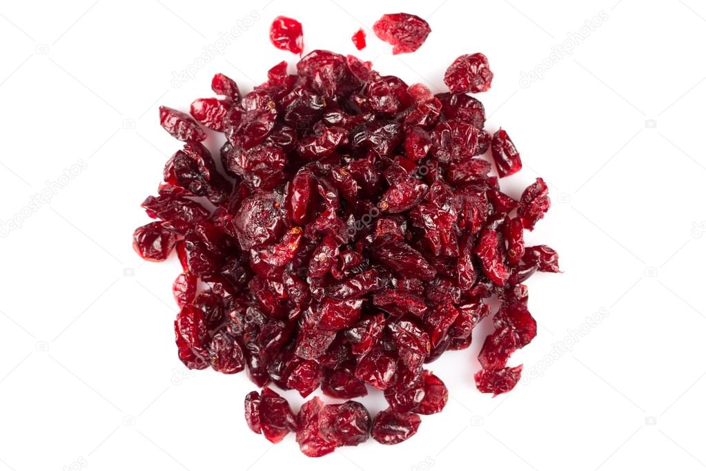 Dried cranberries  on white