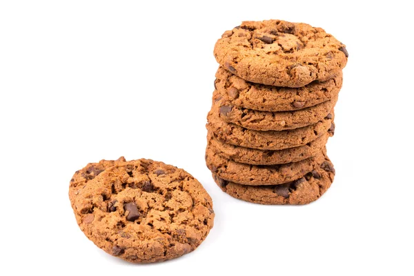 Chocolate chip cookies isolerad på vit — Stockfoto