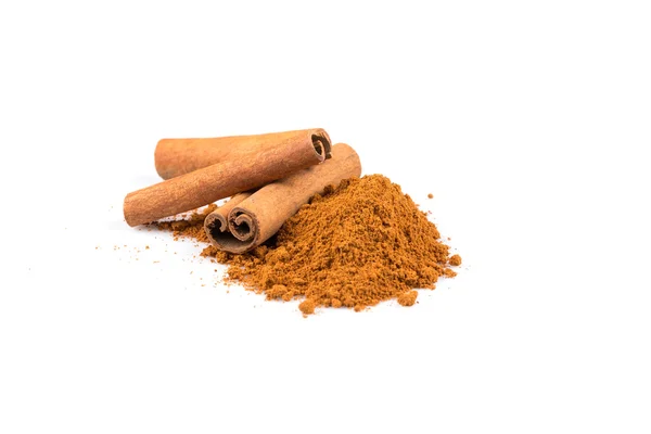 Palitos de canela con polvo — Foto de Stock