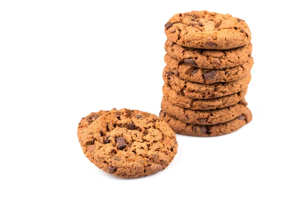 Chocoladeschilferkoekjes geïsoleerd op wit — Stockfoto