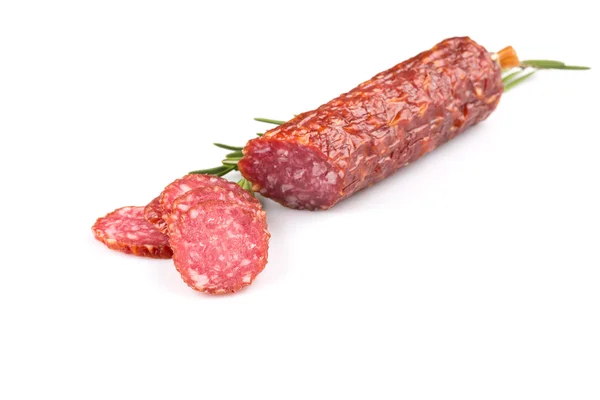 Aufgeschnittene Salami aus nächster Nähe — Stockfoto