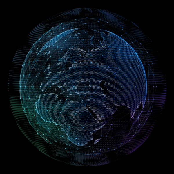 Abstract map of the global telecommunications network