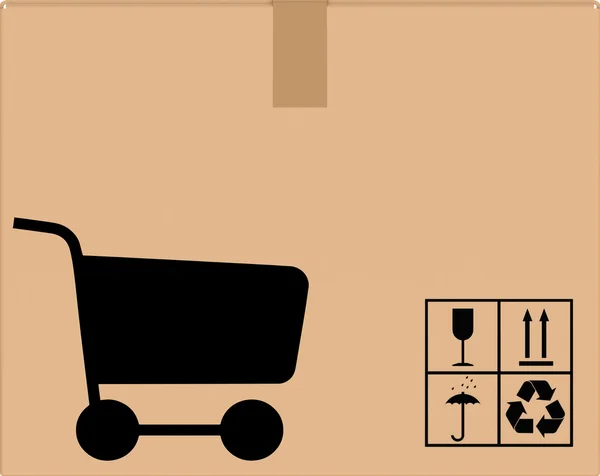 background cardboard box with cart icon.