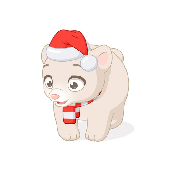 Полярний ведмідь у Різдвяному капелюсі Санта Клауса. Векторна ілюстрації. — стоковий вектор
