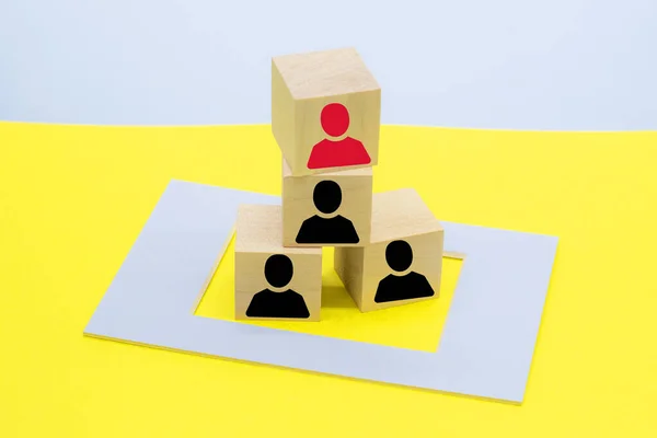 Building Strong Team Wooden Blocks People Icon Human Resources Management — Stock Photo, Image