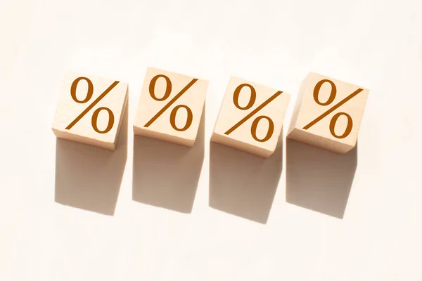 Percentage Teken Houten Blokjes Een Witte Achtergrond — Stockfoto