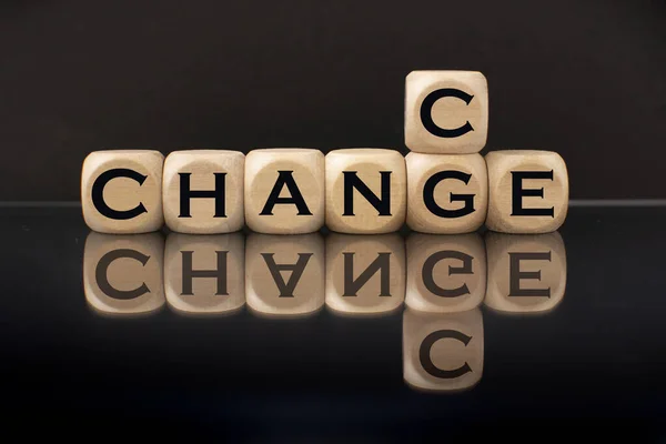 Деревянные Кубики Словами Перемены Шанс Успех Стратегия Решение Позитивное Мышление — стоковое фото