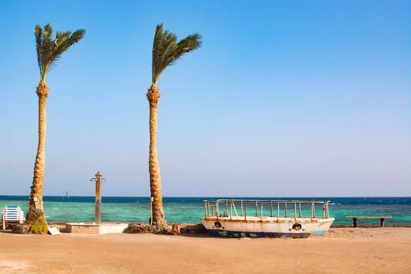 Antiguo Barco Costa Del Mar Rojo Hurghada Egipto — Foto de Stock