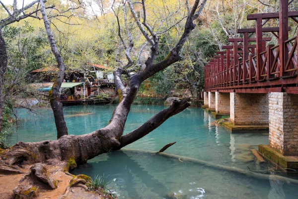 湖畔の木造の橋 — ストック写真