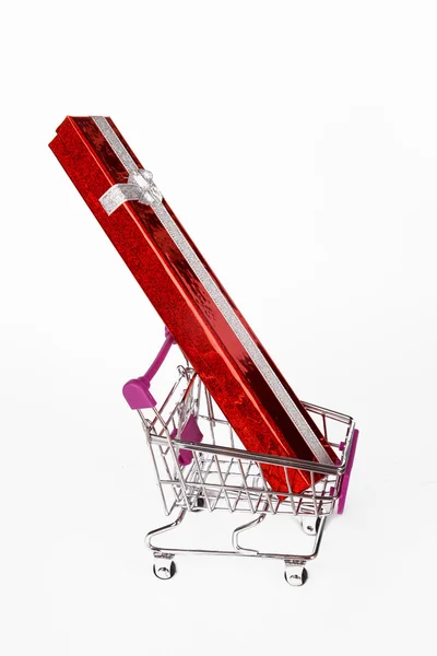 Scatole regalo nel carrello Shopping Card — Foto Stock