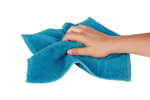 Руки держат полотенце для чистки тканей — стоковое фото