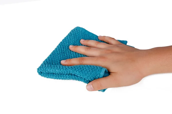 Hands Holding Fabric Cleaning Towel — Stock Photo, Image