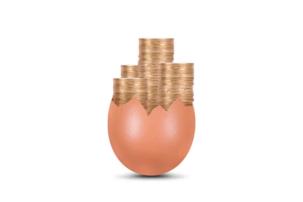 Coins in Broken Egg — Stock Photo, Image