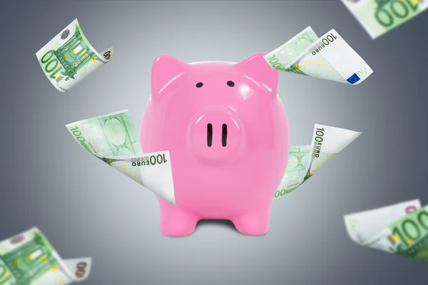 Euro Banknotes Around Piggy Bank — Stock Photo, Image