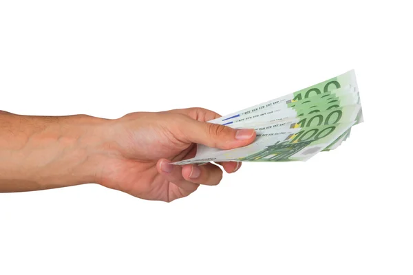 Male Hand Holding Euro Banknotes — Stock Photo, Image