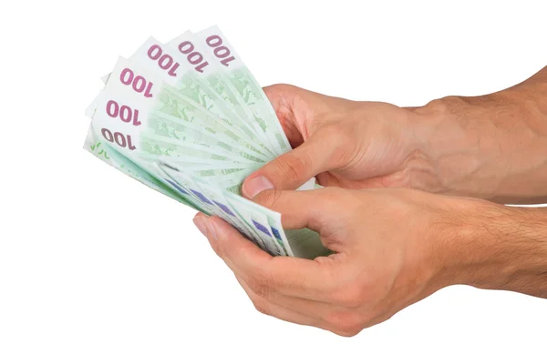 Male Hand Holding Euro Banknotes — Stock Photo, Image