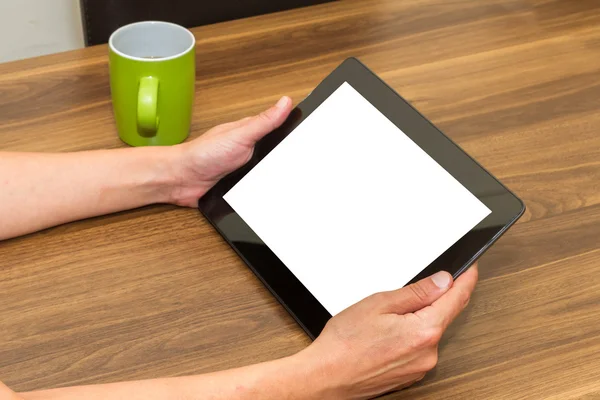 Hand Holding Tablet with Blank Screen — Stock Photo, Image