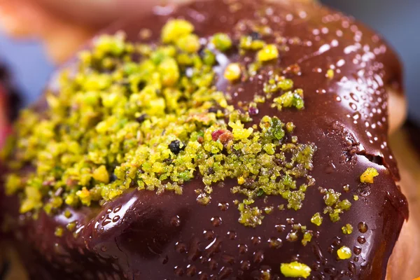 Detalle de Pastel de Chocolate con Partículas de Pistacho —  Fotos de Stock