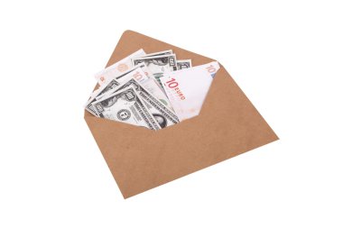 Dolar ve Euro banknot zarf içinde