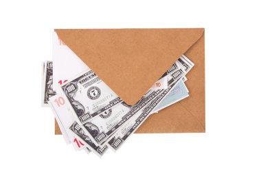 Dolar ve Euro banknot zarf içinde