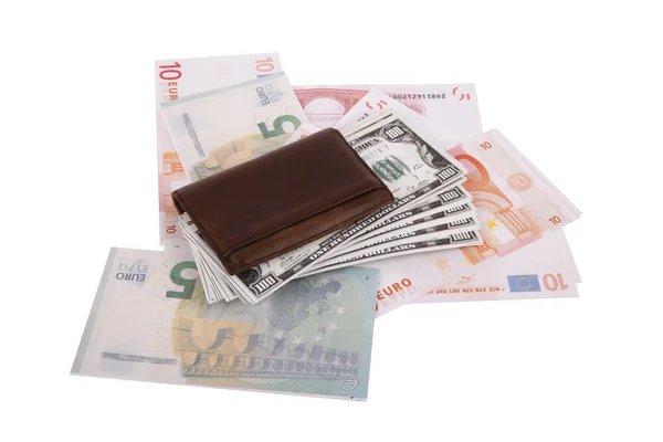 Banknotes under Wallet — Stock Photo, Image