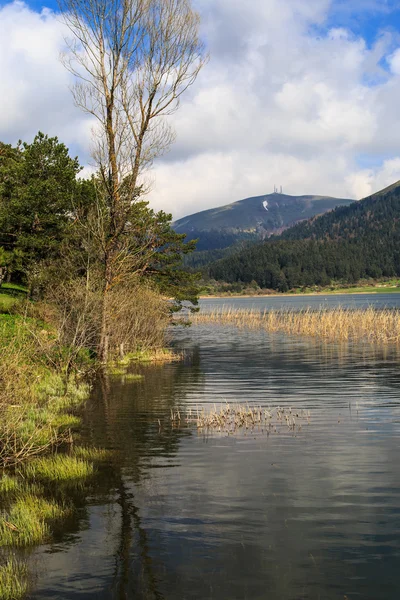 Vista lago com montanha — Fotografia de Stock