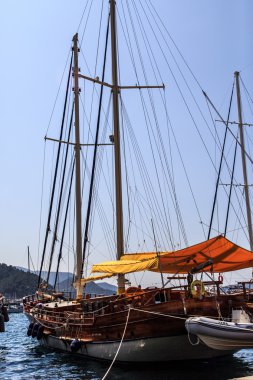 Sailboats Anchored on Harbor